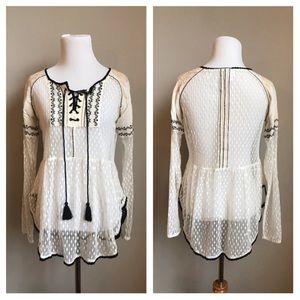 Anthropologie Lace Peasant Embroidered Blouse